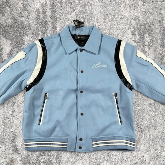 NWT Amiri Bones Varsity Jacket Black Mens Size Large - Picture 1 of 6